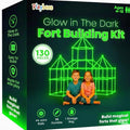 Playbees Glow in The Dark Fort Building Kit – 130 PCS STEM Toy for Kids Ages 4–12 – Build Tents Castles &amp Rockets – Creative Building Set &amp Great Gift