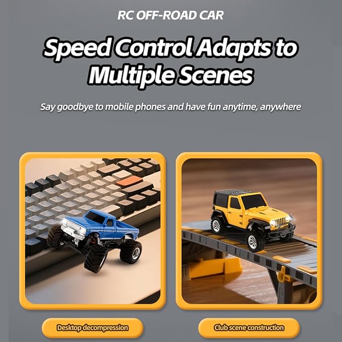 RC Crawler Truck 1/36 Scale 2.4G 4WD Full Proportional RC Off-Road Car Model with Realistic LED Lights Long Battery Life Hobby Car Gift for Adults (RTR Version/Blue)