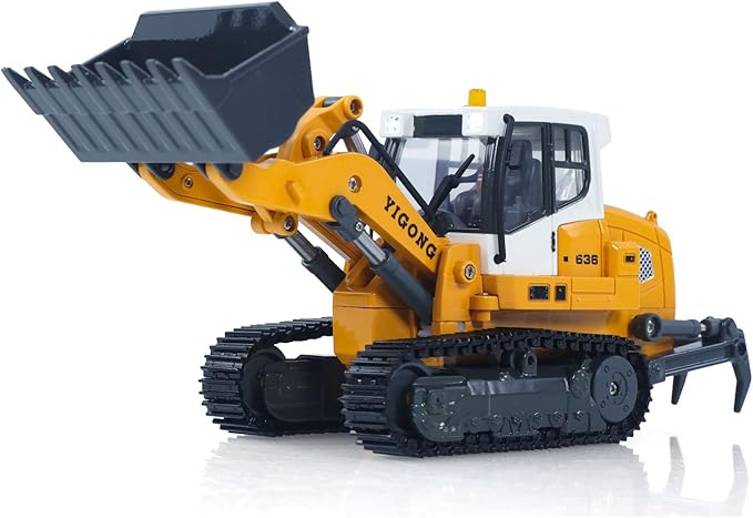 TOUCAN RC HOBBY 1/50 RC Tracked Loader Electric Lifting Radio Control Model Vehicle Metal Openable Bucket Tracks Ripper Soil Loosening Hook for Ages 14+