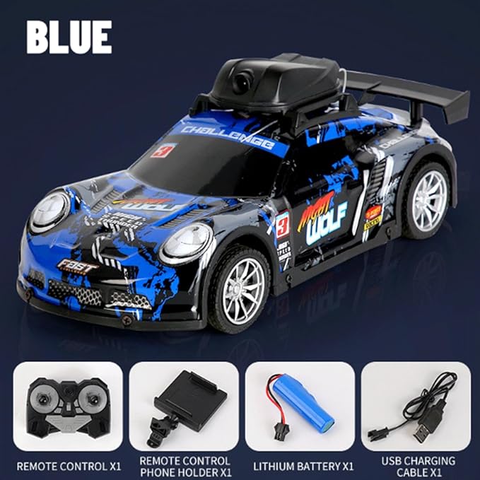 Mini RC Drift Car with HD Camera &amp LED Lights 2.4G 4CH Remote Control Car Electric Racing Sports Cars for Adult Teens - RTR Version / 2 Battery