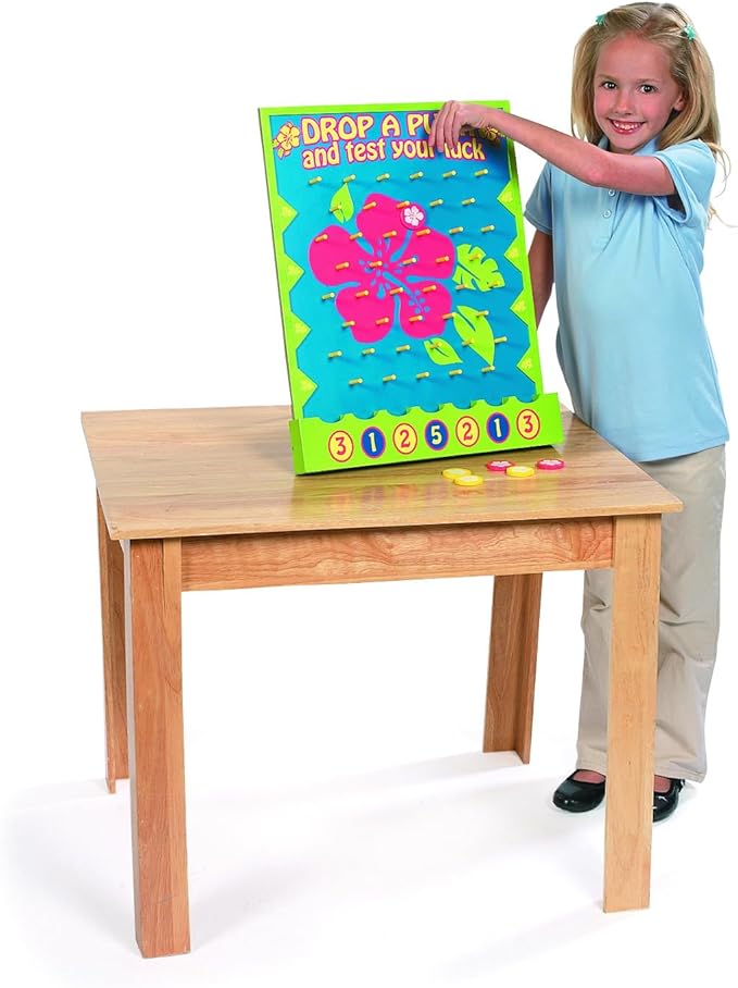 Fun Express Plinko Board Game Large 16x20 Tabletop Prize Drop Disc Game - Premium Wood Carnival Games for Kids Adults Parties | Luau Circus Fair School Events | Complete 8-Piece Set with Discs