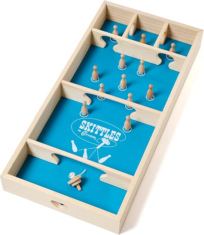 Carrom Skittles Game – Large Board Games for Adults &amp Children – Wooden Family Board Games for Family Night – Indoor and Outdoor Games for Family