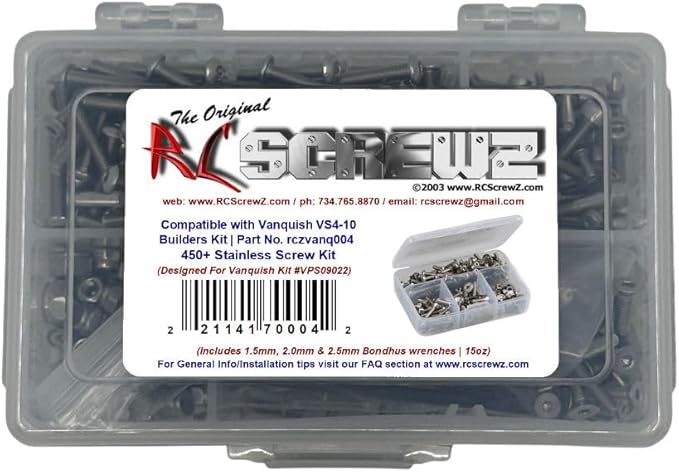 RC Screwz Vanquish VRD Builders Kit 1/10th vanq006 (VPS09016) Compatible Stainless Steel Screw Kit