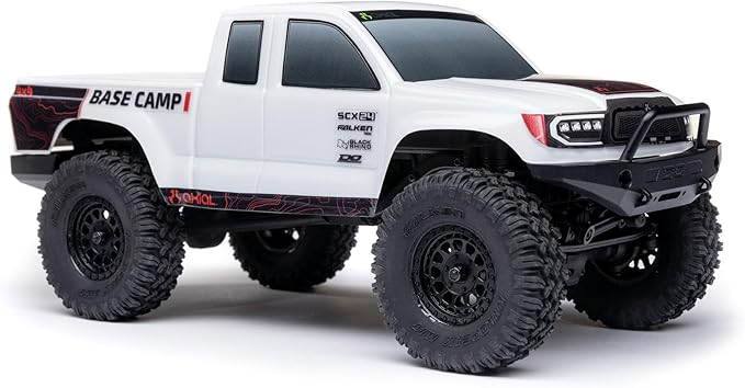 Axial RC Truck 1/24 SCX24 Base Camp 4x4 Rock Crawler Brushed RTR(Everything Needed to Run is Included) - White AXI-1219T1