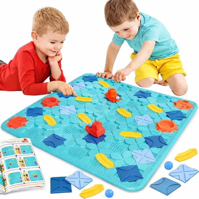 Board Game Logical Road Builder Game for Kids – 206 Challenges Brain Teaser Puzzle Educational STEM Toy Compatible with Block Brands No Batteries Gift for Boys &amp Girls Ages 3 4 5 6 7 8