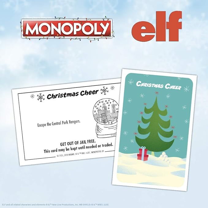 Monopoly Elf | Based on Christmas Comedy Film Elf | Collectible Monopoly Game Featuring Familiar Locations and Iconic Moments | Officially Licensed Monopoly
