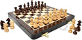House of Chess - 10 Inch Wooden Magnetic Folding Travel Chess Set/Board with 2 Extra Knights 2 Extra Pawns 2 Extra Queens and Algebraic Notation - Handmade - Premium Quality