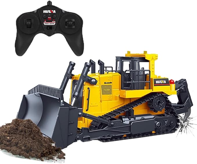 The perseids RC Remote Control Bulldozer 1/16 Scale 11-Channel Full Functional Dozer Vehicle 2.4GHz 360° Rotating RC Dozer with Metal Parts Rubber Tracks Lights &amp Sound for Adults
