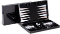 Bey-Berk Damien Acrylic Backgammon Set 14 Black Lucite Case with Magnetic Closure and Complete Playing Pieces Sleek Modern Game Display