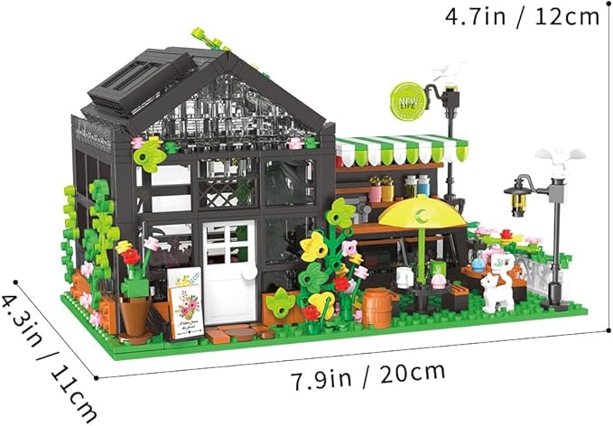 Flower House Building Set with LED City Street House Flower Shop Building Blocks Toy Valentine Gift for Girls 8-12 Year Mini Brick 680pcs
