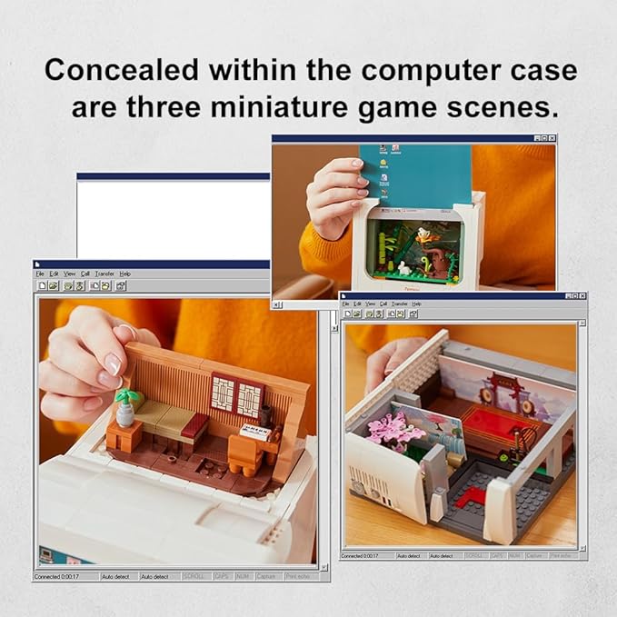 BRICKKK Retro Computer Building Blocks Set Vintage PC Model Kit for Adults Creative Collectible Computer Model Bricks Set Classic Desktop Construction Kit Perfect Display Piece for Home or Office