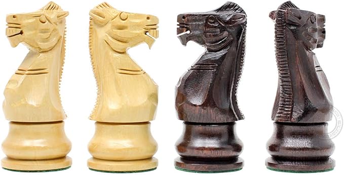 House of Chess - Tournament Chess Set Pieces - Unique Staunton Ringy Rosewood/Boxwood Chess Pieces - King Height: 3.75 (95 mm) - 2 Extra Queens - Weighted
