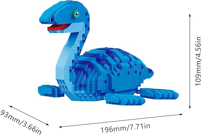 Larcele Micro Building Blocks Dinosaur Set DIY Mini 3D Building Toy Bricks1004 Pieces KLJM-06 (Plesiosaurus)