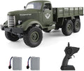 GoolRC RC Military Truck 1:16 Scale Remote Control Car 6WD RC Army Car All Terrain Off-Road RC Truck 2.4GHz Electric Military Transporter Vehicle with Headlights 2 Batteries for Adults