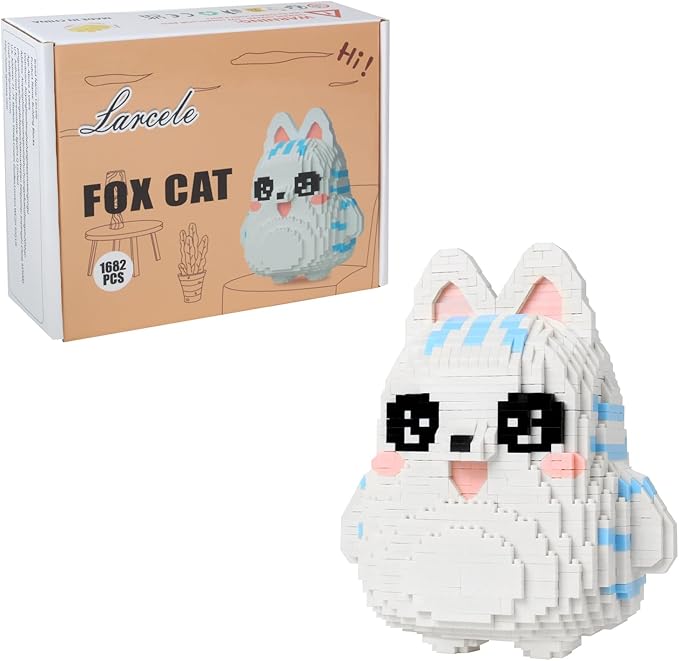 Larcele Animal Series Micro Building Blocks Animal Set DIY Mini 3D Building Toy Bricks1682 Pieces KLJM-07 (Fox Cat)