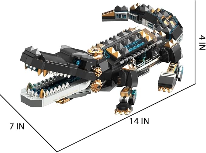 Animal Heavy Armored Jagged Alligator Building Block Toys (500+ PCS) Gifts for Adults and Children