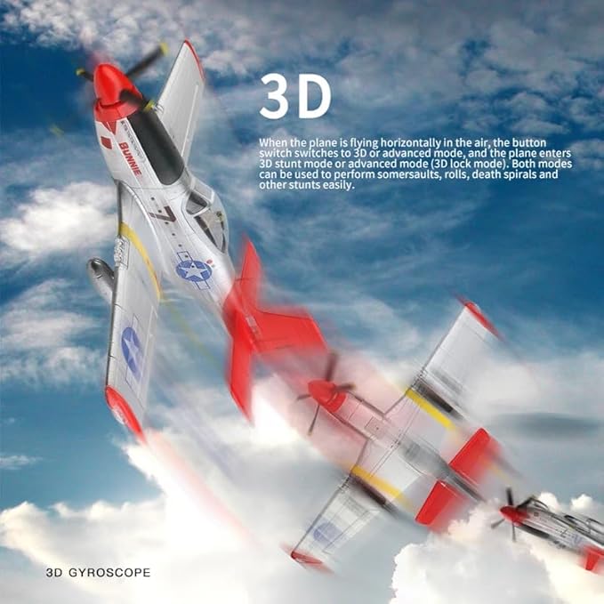 Large 560MM P51 P-51D Mustang Remote Control Combat Aircraft 4CH XK A280 3D/6G Aerobatic LED Brushless RC Aircraft Full-Function for Professional Players (1-Battery)