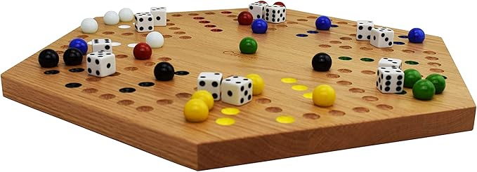 Solid Oak Double Sided Marble Board Game Hand Painted by Cauff (16 inch Oak)