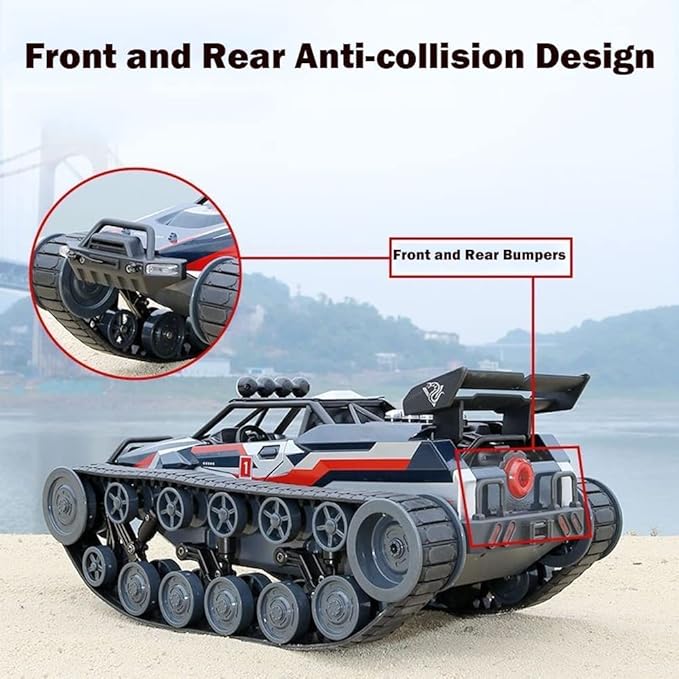 GoolRC RC Tank Car 1/12 Scale 2.4GHz Remote Control Tank 360?Rotating Off-Road RC Crawler Military Vehicle with Rechargeable Battery Gifts for Adults Teens (Red)