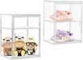 Attelite Large Clear Acrylic Display Case Shoe Storage Boxes With An Adjustable Divider2 Pack 2 Tiers Clear Plastic Stackable Storage Bins With Lids Display Acrylic Box With Magnetic Door