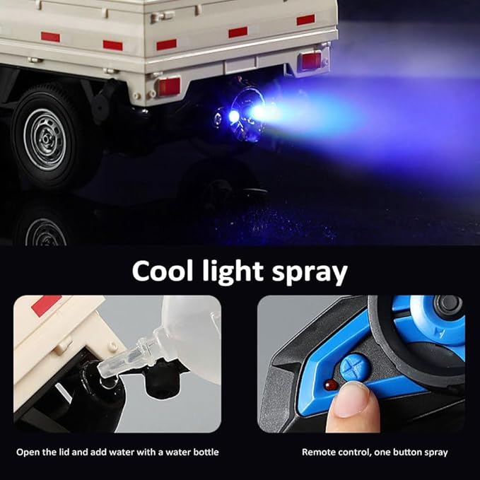 Remote Control Car RC Kei Truck1:16 Scale RC Transporter Pickup Truck 2.4GHz All Terrain RC Transport Cars with Spray &amp Light 3 Batteries (Green)