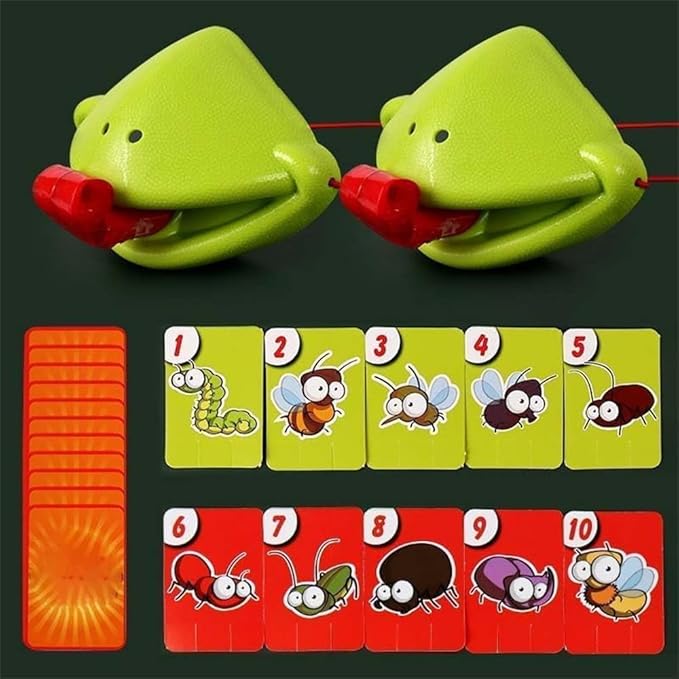 Chameleon Tongue Shooting Game Frog Mask with Blow Tongue Multiplayer Party Game Fun and Engaging Family Board Games Quick Reflexes and Precision Skill Challenge with Insect Cardboard (8 Sets)