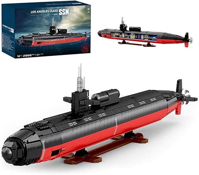 Military Building Block Sets for Adults: 1:125 Los Angeles Class Nuclear Submarine Model RC Submarine Toy WW2 Army USS Battleship &amp Military Vehicles Display Model 2750 PCS