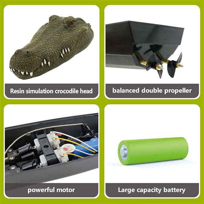 GoolRC Flytec V002 RC Boat 2.4G Remote Control Electric Racing Boat for Pools with Simulation Crocodile Head Spoof Toy