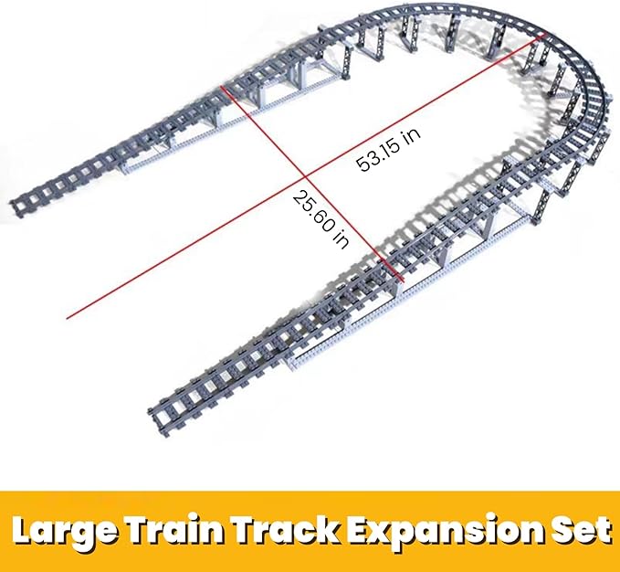 Finger Rock City Train Tracks Building Block Set 212 Pcs Flexible Rails Train Track Railroad Expansion Accessory Set Uphill and Downhill Straight Curved Tracks