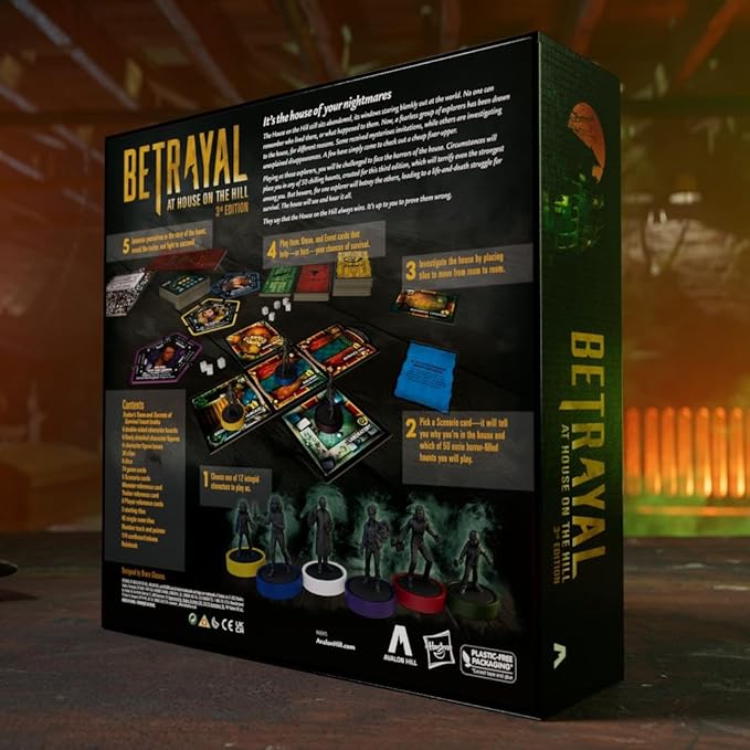 Avalon Hill Hasbro Gaming Betrayal at The House on The Hill 3rd Edition Cooperative Board GameAges 12 and Up3-6 Players50 Chilling Scenarios
