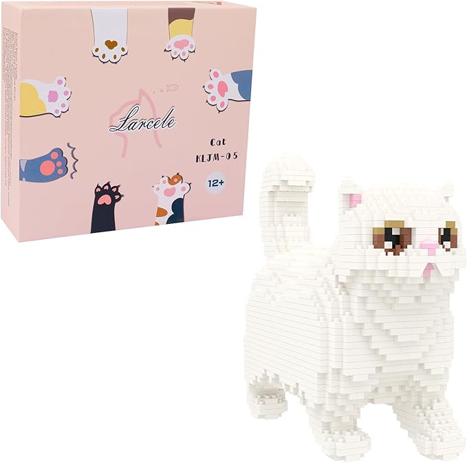 Larcele Cat Micro Building Blocks Animal Set DIY Mini 3D Building Toy Bricks Kit1196 Pieces KLJM-05 (Persian Cat)