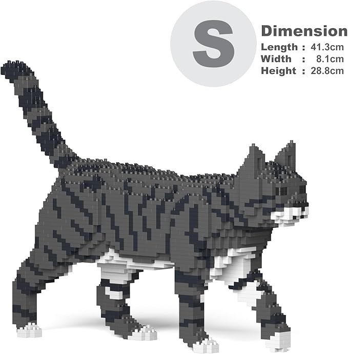 JEKCA Cat 03S-M02 | Tabby Cat Plastic Building Blocks | Age 14+