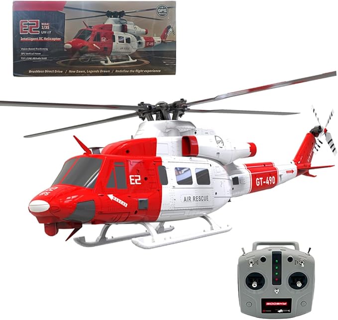 GOOSKY E2 UH-1Y RC Helicopter 2.4G 6CH Dual Brushless Simulation Stunt Aircraft Model with GPS Auto-Stabilization One-Key Return (RTF Version)