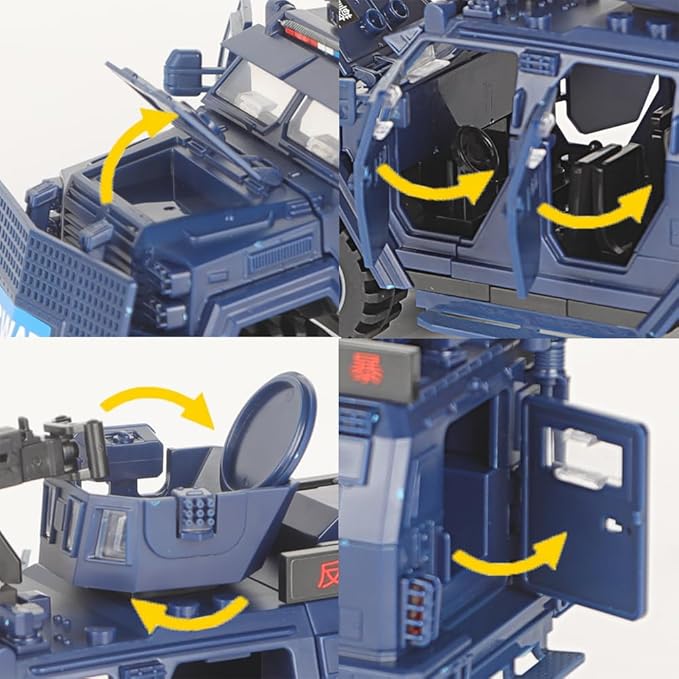 4 in 1 SWAT Armored Vehicle Building Block Building Toys for Age 8-12 Army Military Vehicle Brick Special Police Car Model Toys Gifts for Boys