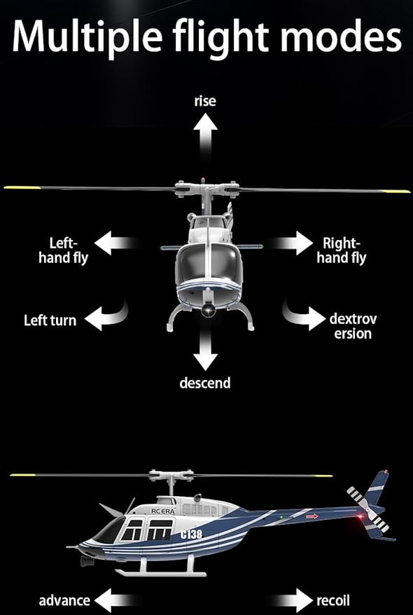 C138 RC Helicopter 2.4G 6CH 6-Axis Gyro Altitude Hold 1/33 Remote Control Plane Ready to Fly RTF(Blue-White)