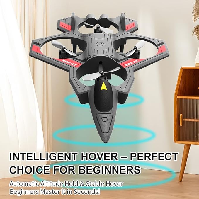 RC Planes with Light Remote Control Airplanes RC Airplane Fighter Jet 360° Flip Stunt Roll Drones for Men RC Airplane (Grey - Plastic)