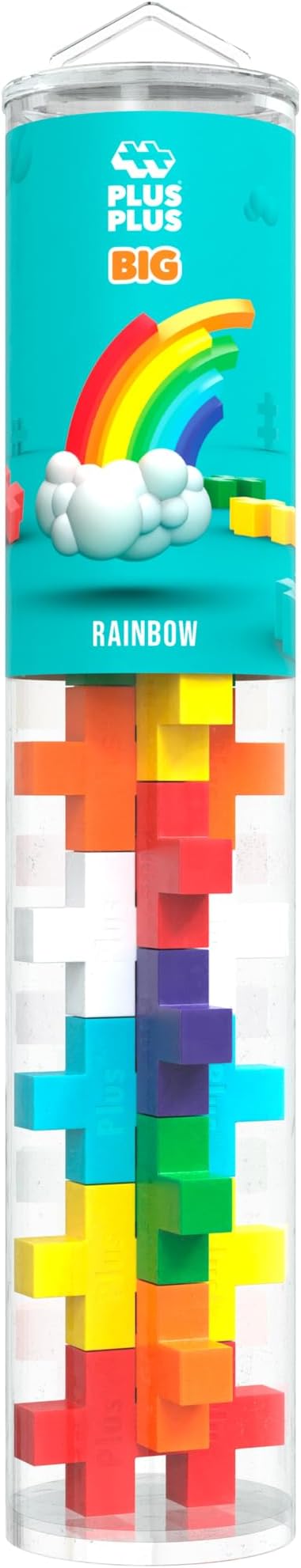 Plus-Plus - BIG Rainbow Tube 15 Pieces - Creative Educational Game for Children 1 Year+ - Fun Activity Colorful Construction Educational Gift