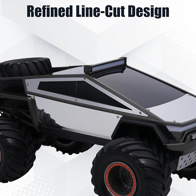RC Cybertruck Remote Control Car 1:12 Scale RC Cars for Adults 2.4GHz All Terrain Off Road RC Pickup Truck with Lights Music and 2 Batteries Christmas Birthday Gift