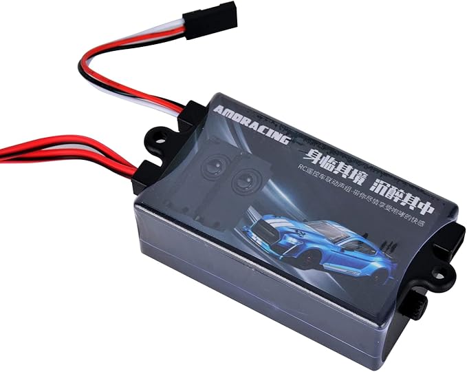 RC Car 2nd Generation Motor Sound Simulator Set RC Car Engine Sound Simulator Remote Control Car Sound Engine Simulation Module Set with 2 Speakers for 1/10 Vehicle Model (Two-Voice Group)