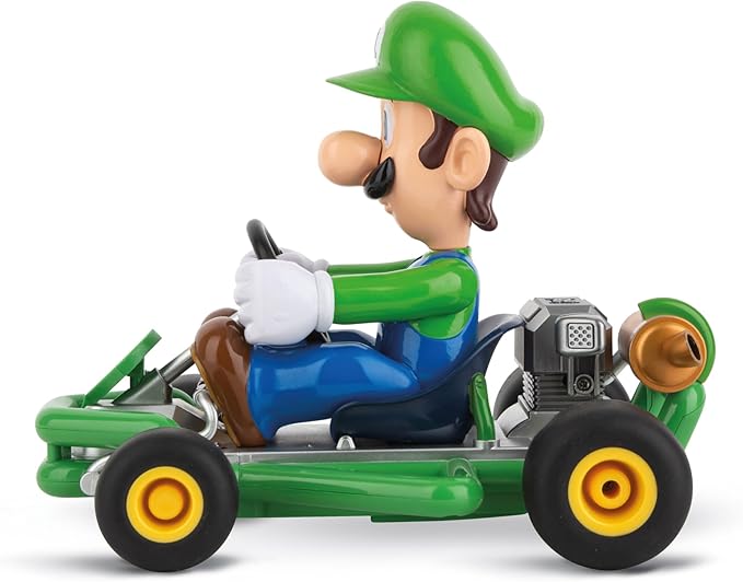 Carrera 200984P RC Official Licensed Mario Kart Pipe Kart Luigi 1:18 Scale 2.4 Ghz Remote Radio Control Car with Rechargeable LiFePO4 Battery - Kids Toys Boys/Girls