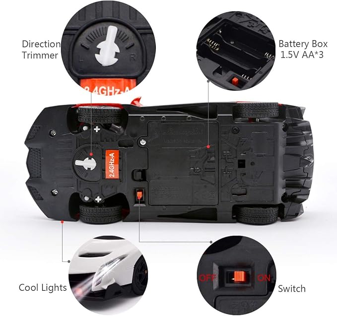 QUN FENG Remote Control RC CAR Racing Cars Compatible with Lamborghini Veneno Officially Licensed 1:24 Toy RC Cars Model Vehicle for Boys 678 Years OldWhite