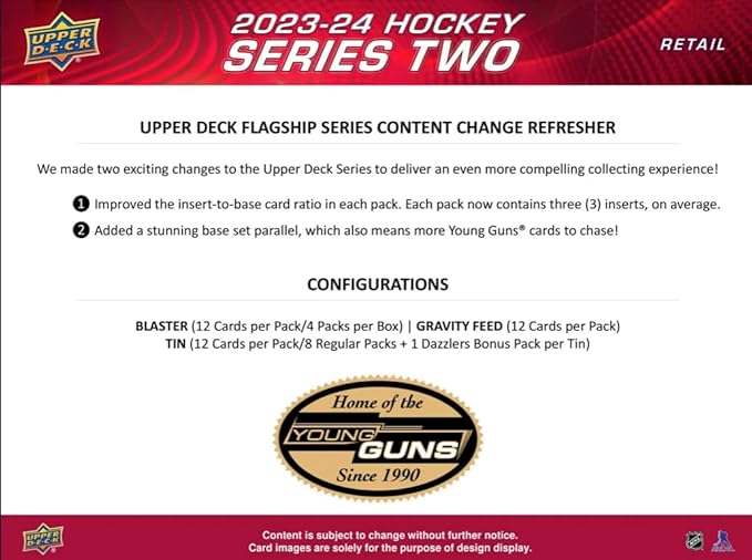 TSV 2023/24 Upper Deck Series 2 Hockey Blaster Box 4 Packs per Box 12 Cards per Pack