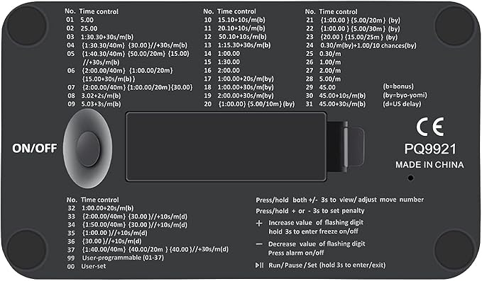LEAP Chess Clock 9921 Updated Programme Byo-yomi Delay Bonus with Large Screen
