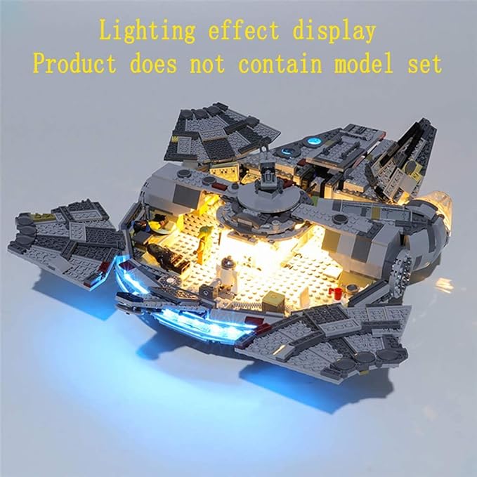 LED Light Kit Compatible with Lego 75257 The Rise of Skywalker Millennium Falcon Starship Building Model (Model Set Not Included)