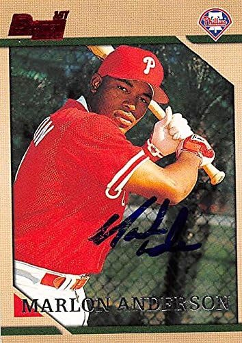 Sports Memorabilia Autograph Warehouse 244690 Marlon Anderson Autographed Baseball Card - Philadelphia Phillies FT 1996 Bowman 1st Year - No. 120 Rookie