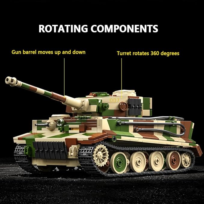 39061 German Tiger Tank No. 7 Building Block Set 1603 Pieces Military 1:28 Scale Tank Model Toys Ideal Gift for Room Decoration or Collection