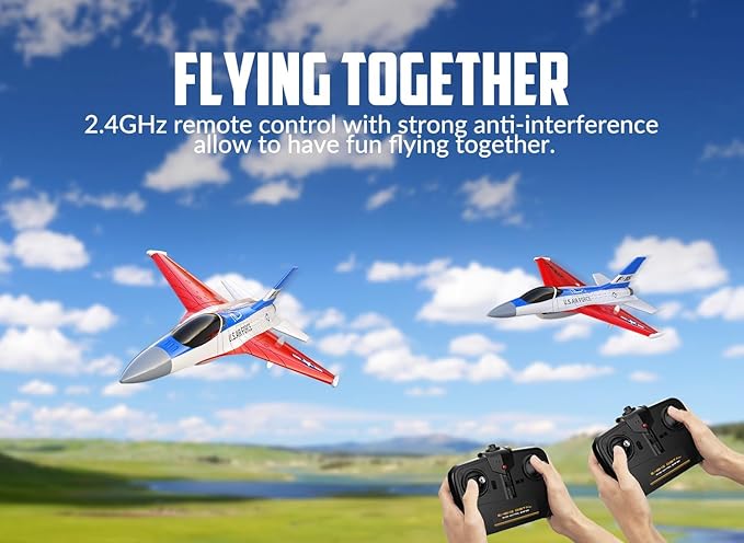volantexrc RC Plane F-16 Fighting Falcon - 2.4Ghz 2CH Remote Control Airplane Jet Fighter Ready to Fly with Cool Lights for BeginnersAdults (762-4)