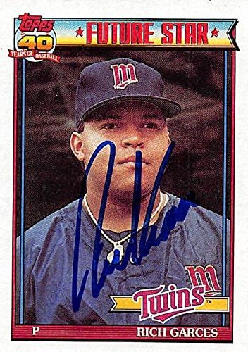 Sports Memorabilia Autograph Warehouse 245317 Rich Garces Autographed Baseball Card - Minnesota Twins 1991 Topps Future Star - No. 594