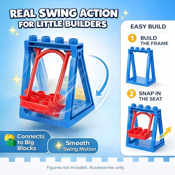 Liberty Imports 24 PCS Big Building Blocks Playground Set for Toddlers and Kids Large Size DUPLO Compatible Construction Toy Bricks with Slides Swings Seesaw and Pipes Preschool Learning Playset