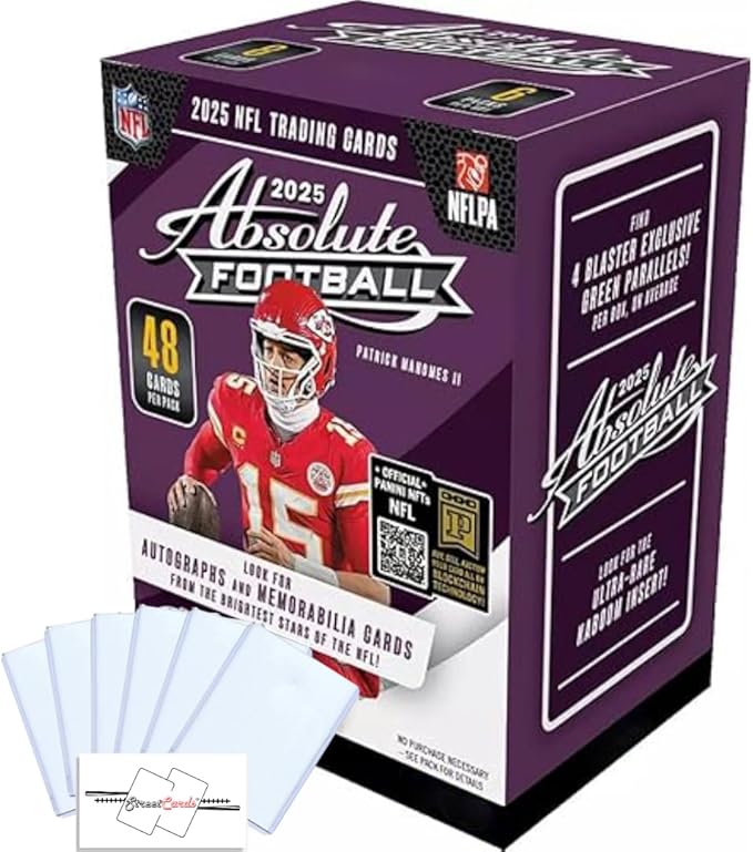 2025 Absolute Football NFL Blaster Box with 48 Trading Cards + 6 Toploaders + StreetCards Magnet! Look for The Kaboom Insert!